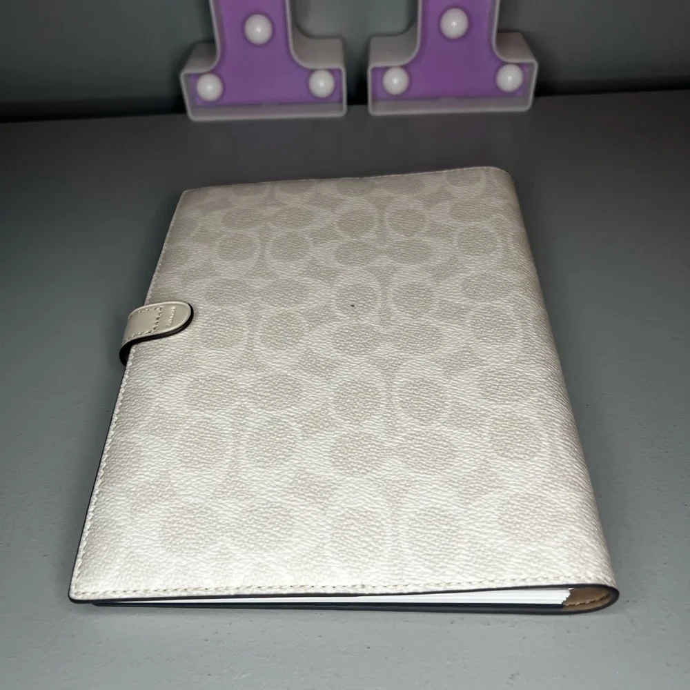 Coach Chalk Signature Snap Notebook Cover with Gold-Tone Hardware